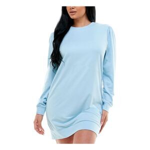 KINGSTON GREY Womens Light Blue Long Sleeve Short Dress Size: S